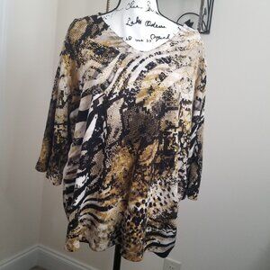 Abstract Animal Print Knit Top Sz 3x by Liz & Me